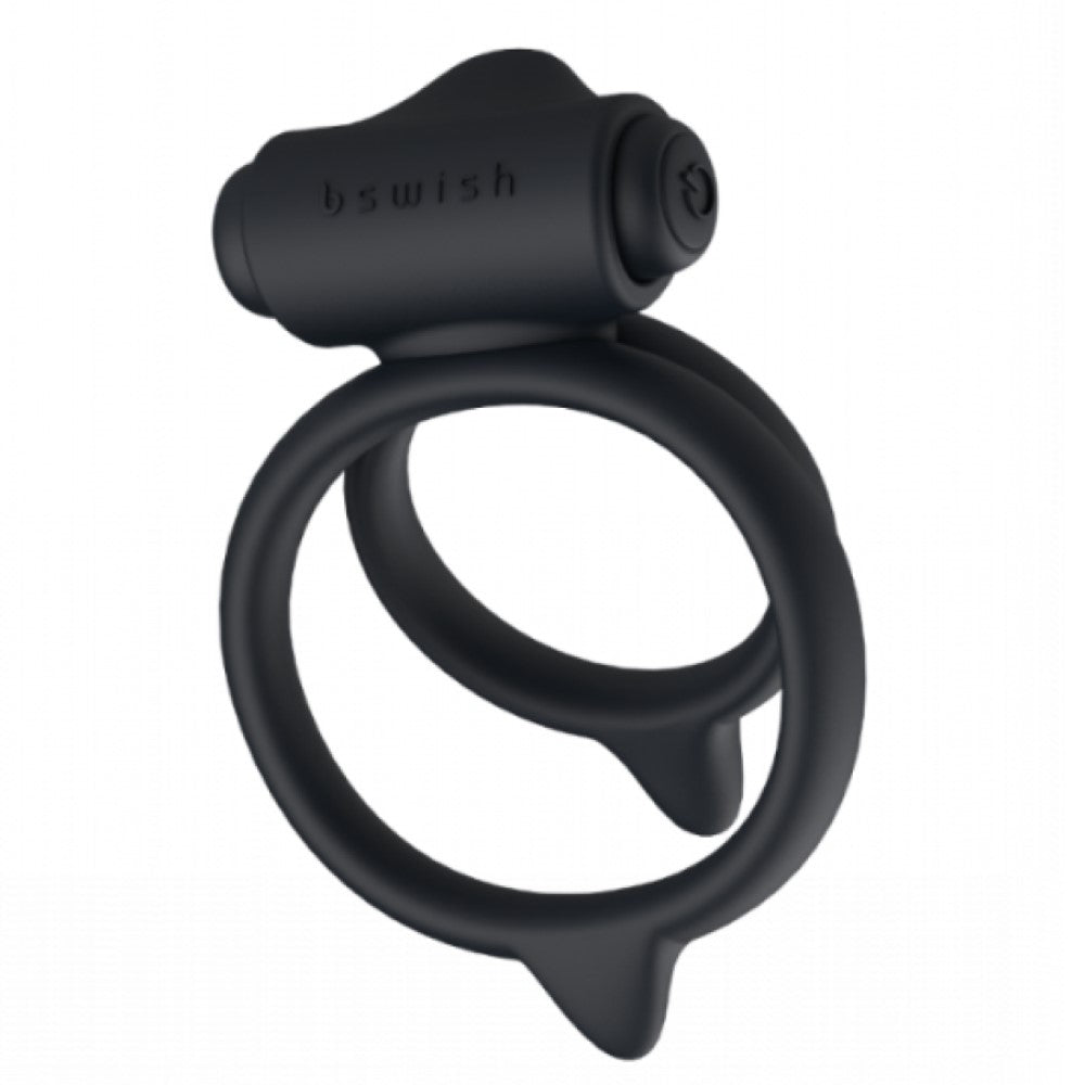 Full front view of Bcharmed Basic Plus Cock Ring | B Swish - Black 