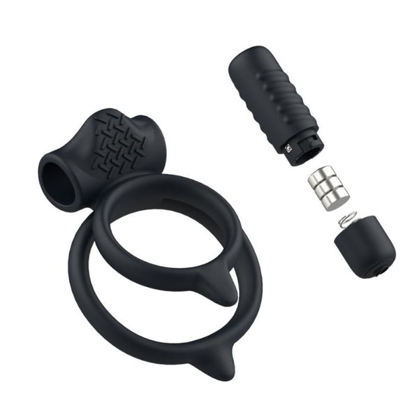 Bcharmed Basic Plus Cock Ring | B Swish - Black with mini vibrator 