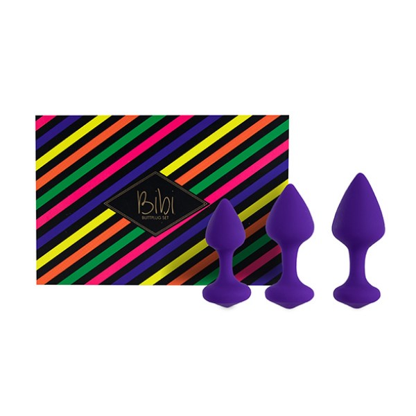 Bibi Butt Plug Set | FeelzToys - Purple with product packaging 