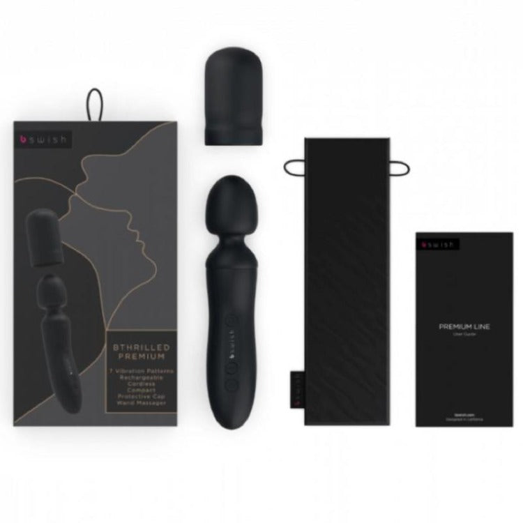 Product packaging inserts of Bthrilled Premium-Noir Wand Vibrator | B Swish
