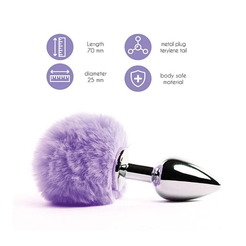 Product specifications of Bunny Tails Metal Butt Plug | FeelzToys - Purple 
