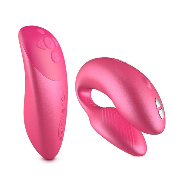 Full view of Chorus Couples Vibrator | We-Vibe - Cosmic Pink with remote control