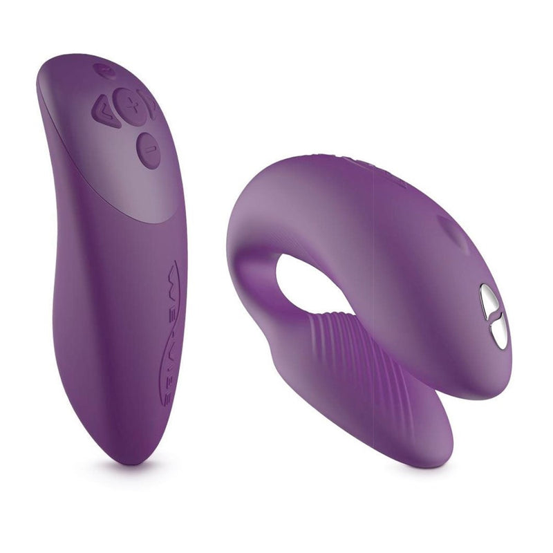 Full view of Chorus Couples Vibrator | We-Vibe - Purple with remote 