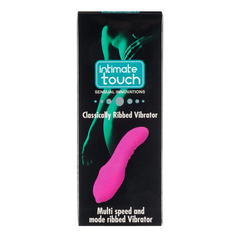 Front view of packaging for Classically Ribbed G-Spot Vibrator | Intimate Touch