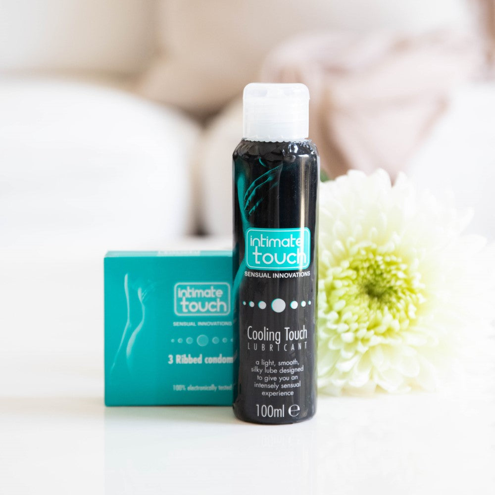Cooling Touch Water-Based Lubricant (100ml) | Intimate Touch with Ribbed condoms