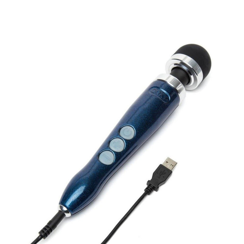 Top view of Die Cast 3R Powerful Massage Wand | Doxy with charging accessory