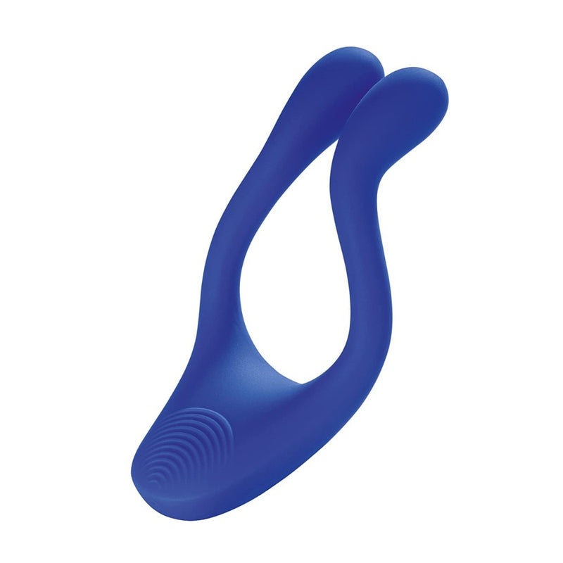 Back view of Doppio 2.0 Remote-Controlled Couple's Vibrator | BeauMents - Blue