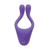 Full front view of Doppio 2.0 Remote-Controlled Couple's Vibrator | BeauMents - Purple