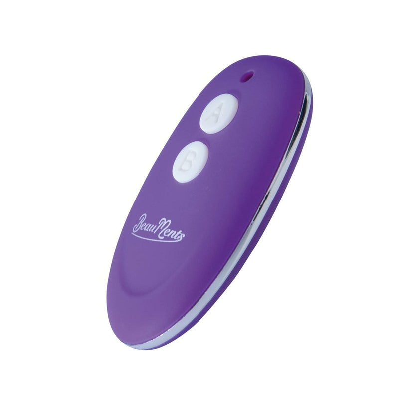 Side view of remote control for Doppio 2.0 Remote-Controlled Couple's Vibrator | BeauMents - Purple