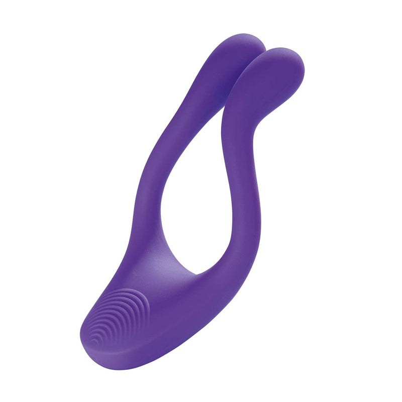 Side view of Doppio 2.0 Remote-Controlled Couple's Vibrator | BeauMents - Purple