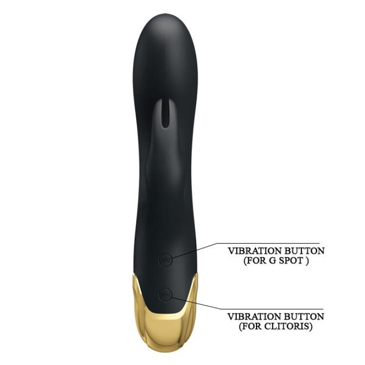 Front view of Double Pleasure RedDot Award Winning Luxury Rabbit Vibrator | Pretty Love  with control buttons 
