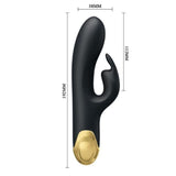 Side view measurements of Double Pleasure RedDot Award Winning Luxury Rabbit Vibrator | Pretty Love