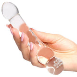 Hand holding Drive Me Crazy Glass Massage Wand | Fifty Shades - Clear