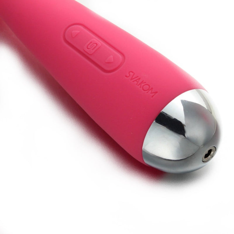 Close of up view of handle for Emma Mini Wand Vibrator | Svakom - Plum Red