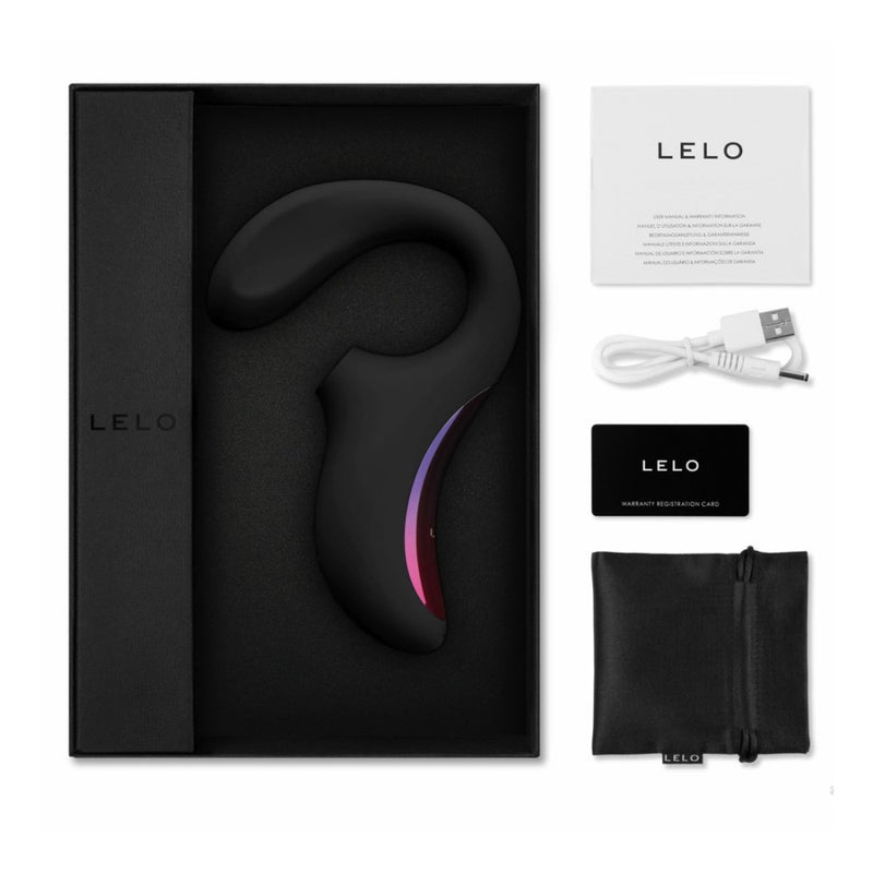 Packaging contents of Enigma Cruise Dual Stimulation Sonic Massager | Lelo