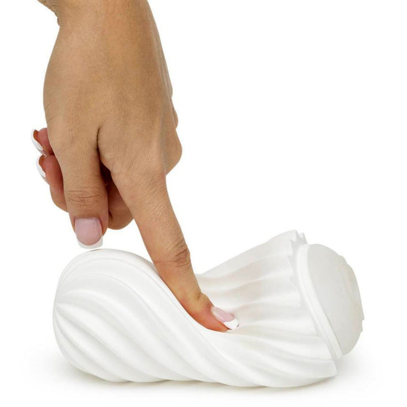 Women squeezing Flex Male Masturbator | Tenga - Silky White