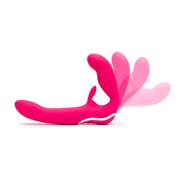 Flexibility of Happy Rabbit Rechargeable Vibrating Strapless Strap-On | LoveHoney - Pink