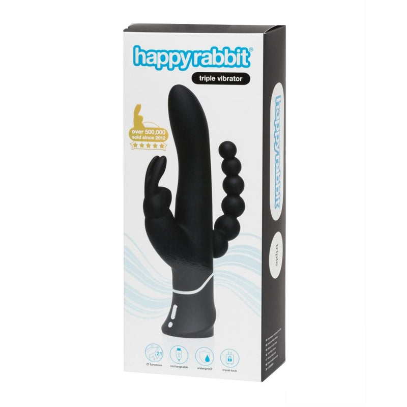 Product packaging of Happy Rabbit Triple Curve Rechargeable Rabbit Vibrator | Lovehoney