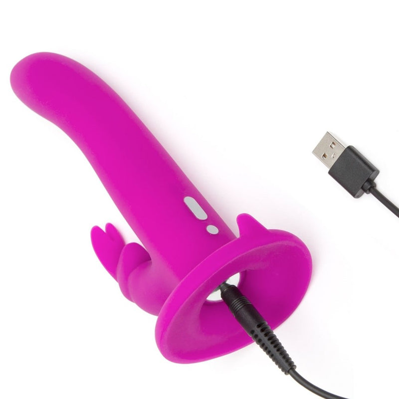Full top view of Happy Rabbit Vibrating Strap On Harness Set | LoveHoney with charging accessories 