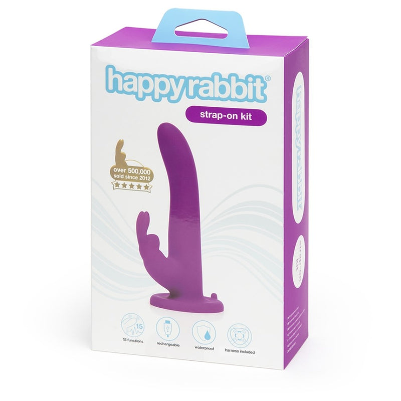 Product packaging of Happy Rabbit Vibrating Strap On Harness Set | LoveHoney 