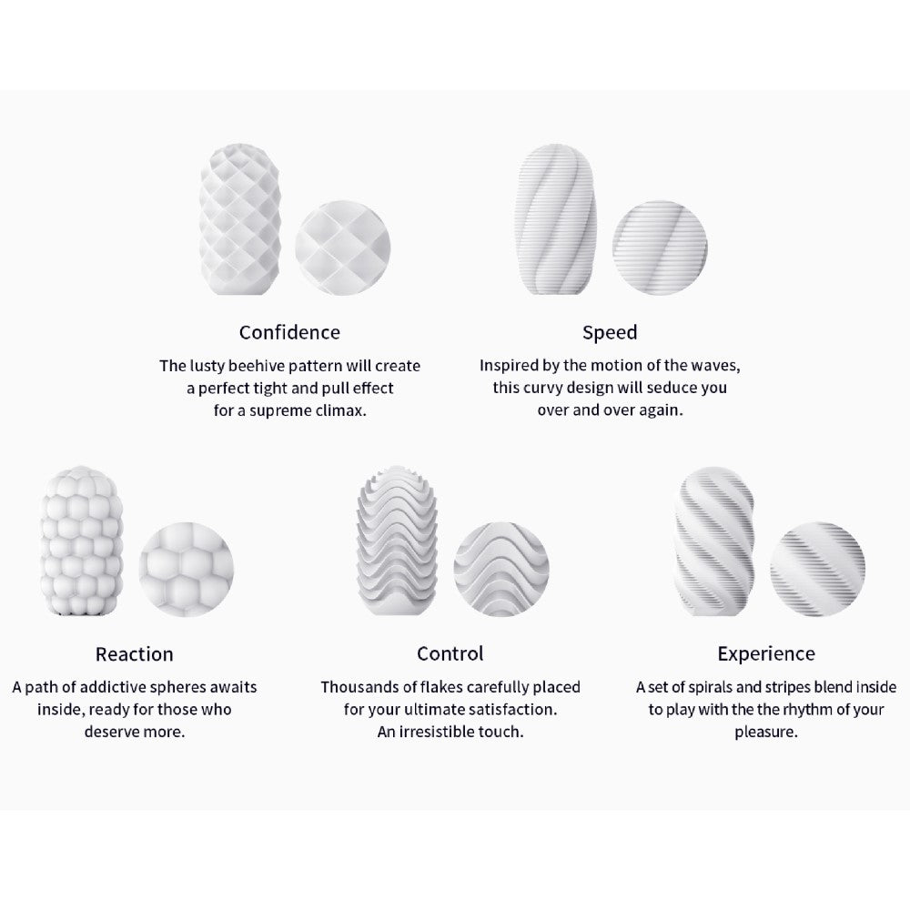 Hedy X Stroking Masturbator Set (5 Pack) | Svakom - Textures