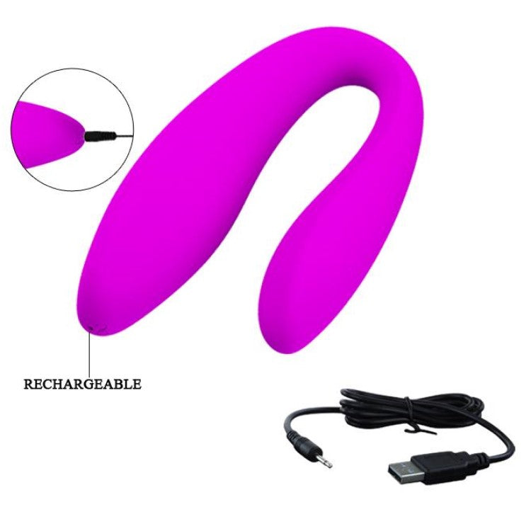 Letitia Remote Controlled C-Shaped Couples Vibrator | Pretty Love - Charging Accessories 