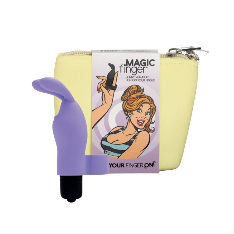 Magic Finger Bunny Vibrator | FeelzToys - Purple with product packaging 