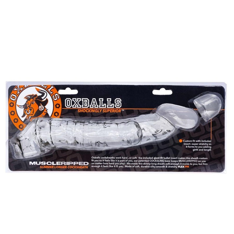 Oxballs | Muscle Ripped Cock Sheath (Clear) in product packaging 