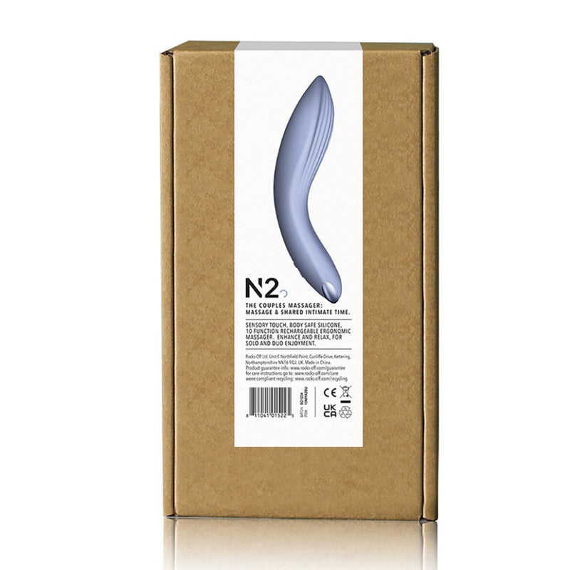 Rear view of product packaging for N2 Couples Massager | Niya