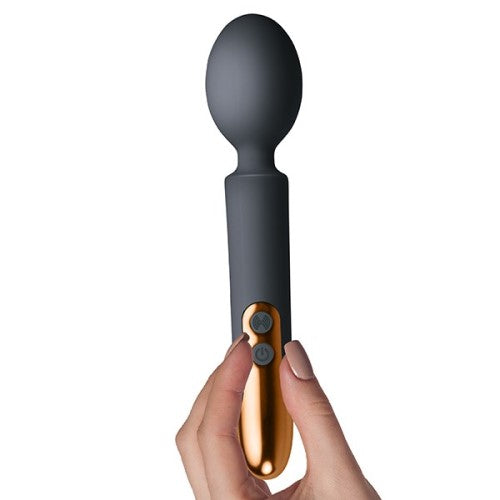 Oriel Rechargeable Wand Vibrator | Rocks-Off - Black in hand 