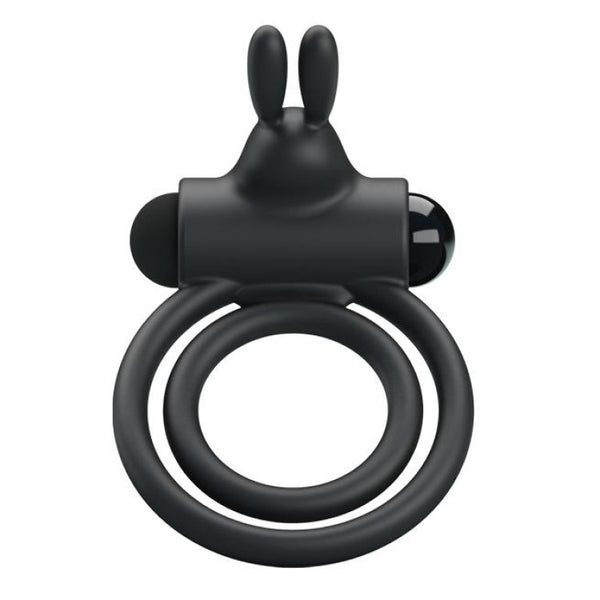 Back view of Osmond Vibrating Rabbit Double Penis Ring | Pretty Love 