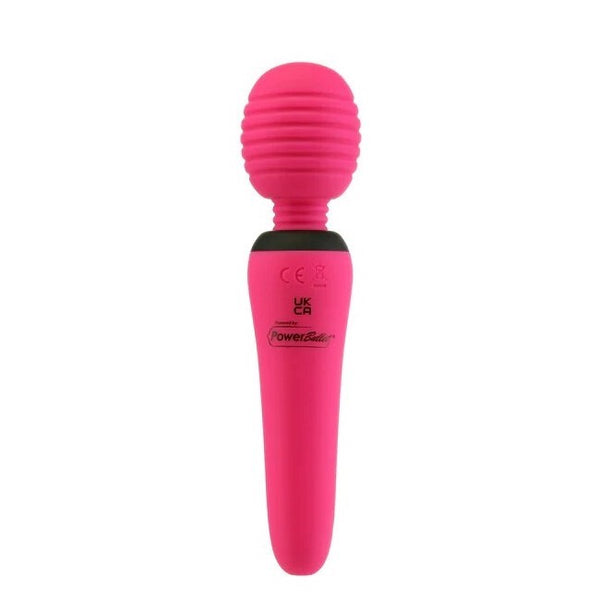 Rear view of the Swan | PalmPower® Groove Mini Wand Massager (Pink)
