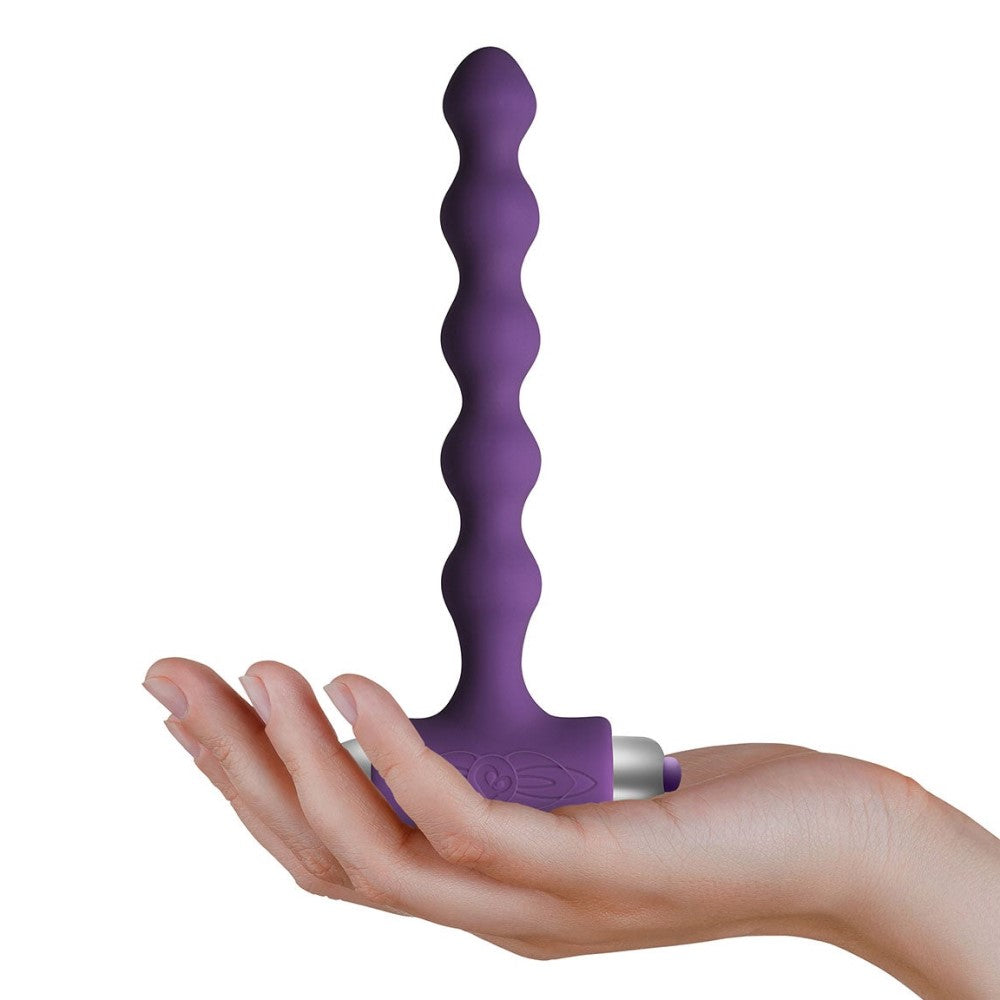 Full view of Petite Sensations Pearls Anal Beads | Rocks-Off in hand 