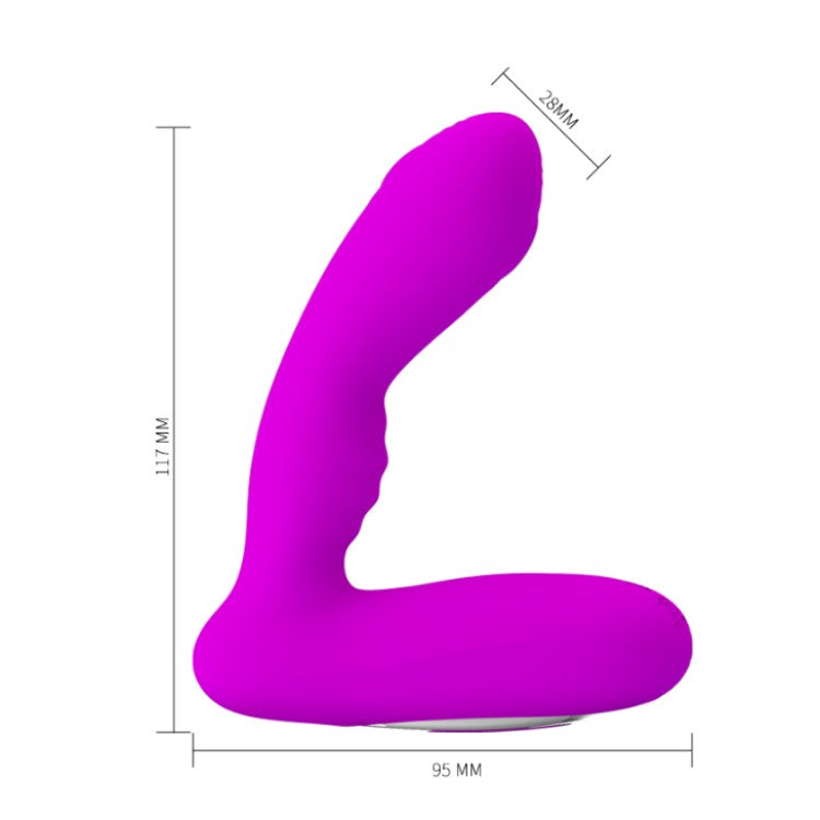 Dimensions of Piper Double-Sided Pulsating & Vibrating Prostate Massager | Pretty Love - Purple  