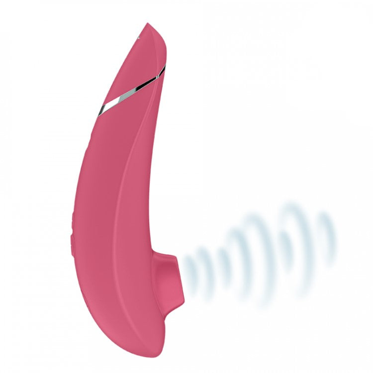 Side view of Premium 2 Clitoral Stimulator | Womanizer - Raspberry with Air Technology 