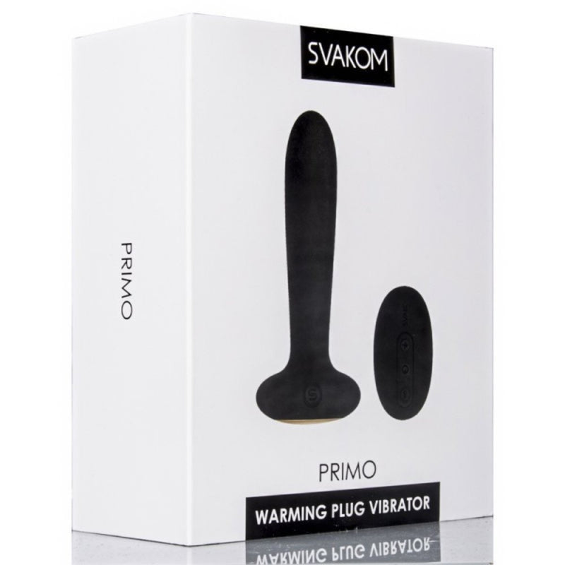 Product packaging of Primo G-Spot & Anal Remote-Controlled Warming Vibrator | Svakom 