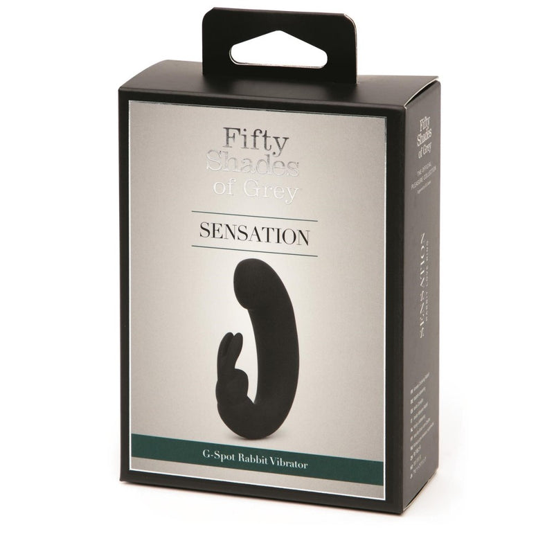 Product packaging of Sensation Rechargeable G-Spot Rabbit Vibrator | Fifty Shades