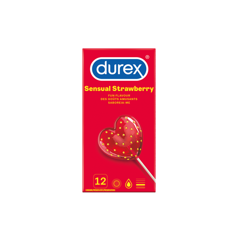 Product packaging of Sensual Strawberry Condoms | Durex - 12s