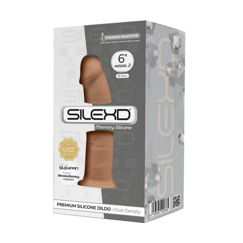 Product packaging of SilexD Memory Silicone 6 Inch Model 2 Dildo | Adrien Lastic - Caramel 