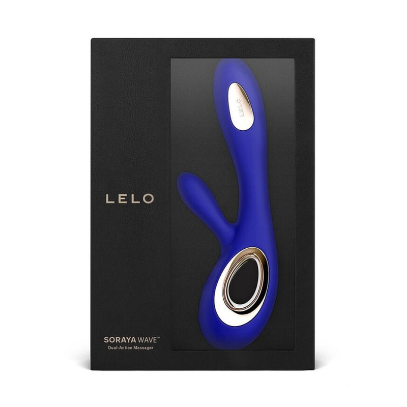 Product packaging of Soraya Wave Luxurious Rabbit Massager | Lelo - Midnight Blue