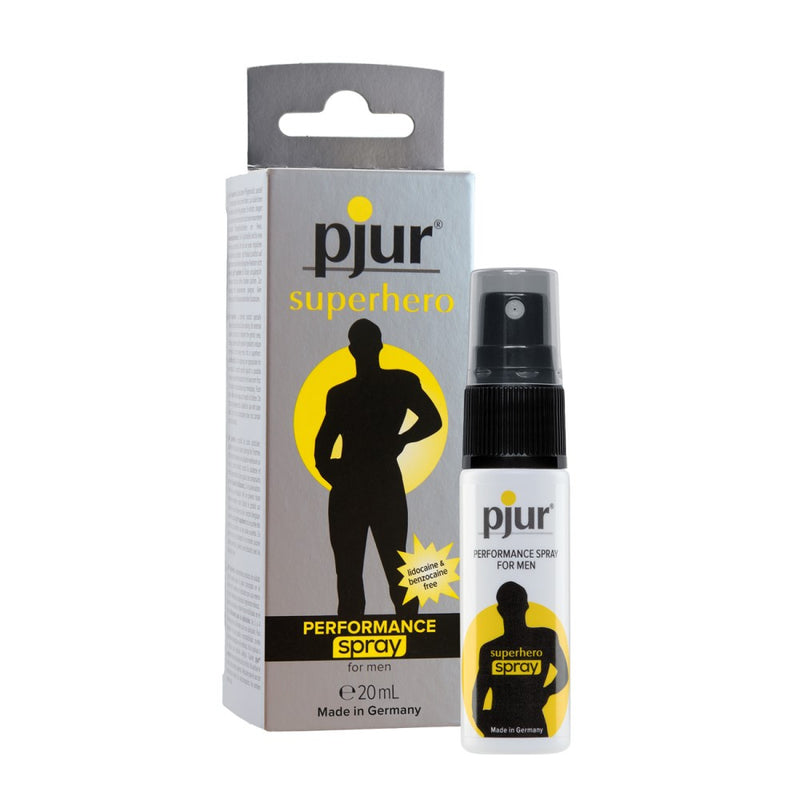 SuperHero Performance Spray for Men | Pjur with packaging