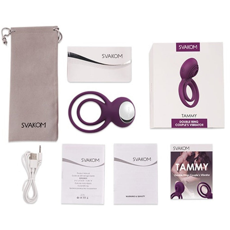 Packaging contents of Tammy Double Ring Couples Vibrator | Svakom 