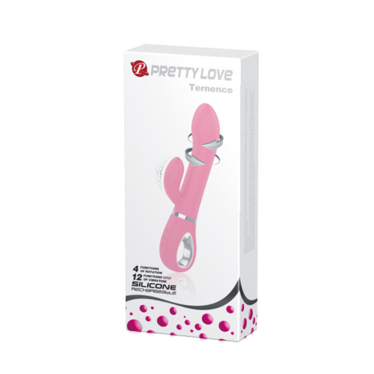 Product packaging of Ternence Rotating Rabbit Vibrator | Pretty Love - Pink