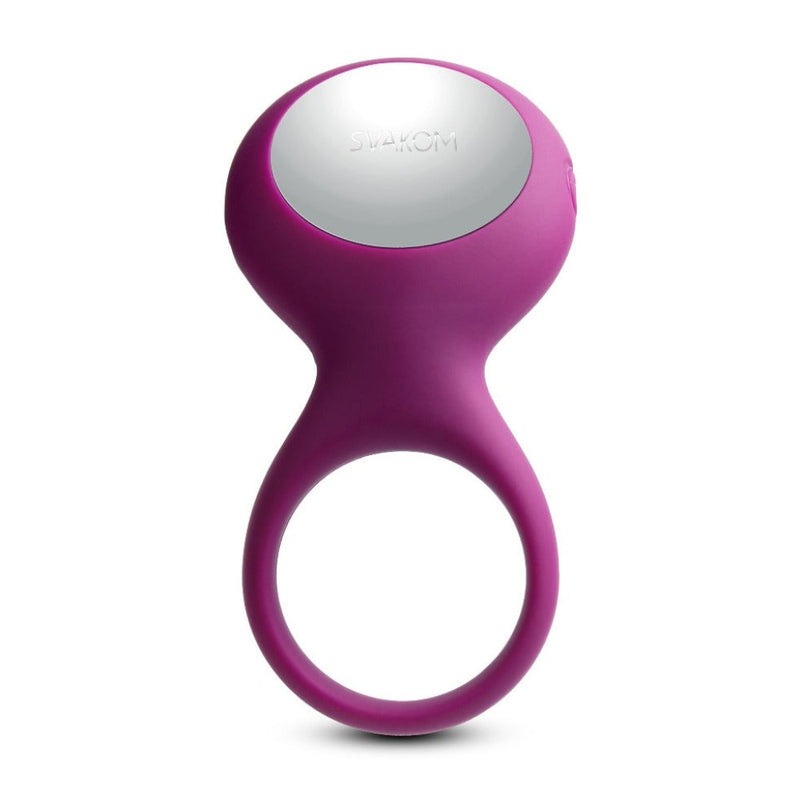 Front view of Tyler Couples Rechargeable Vibrating Penis Ring | Svakom - Violet 