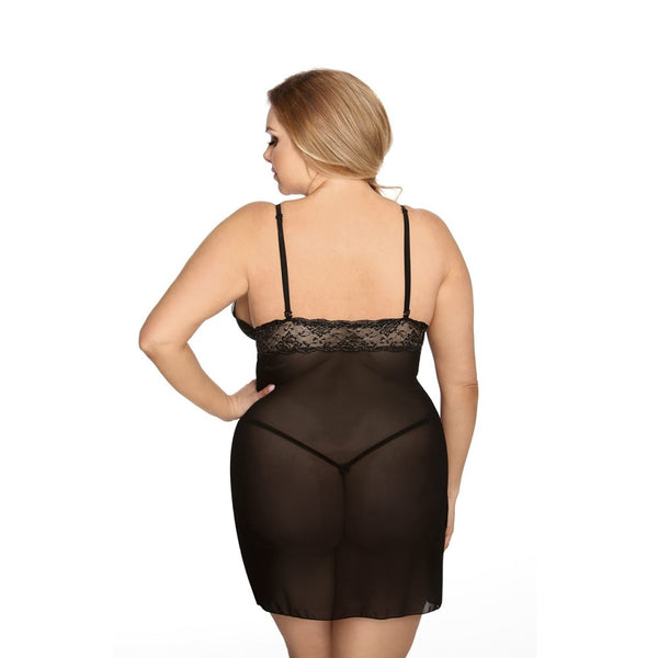 Full back view of model wearing Valencia Sheer Chemise | Anais