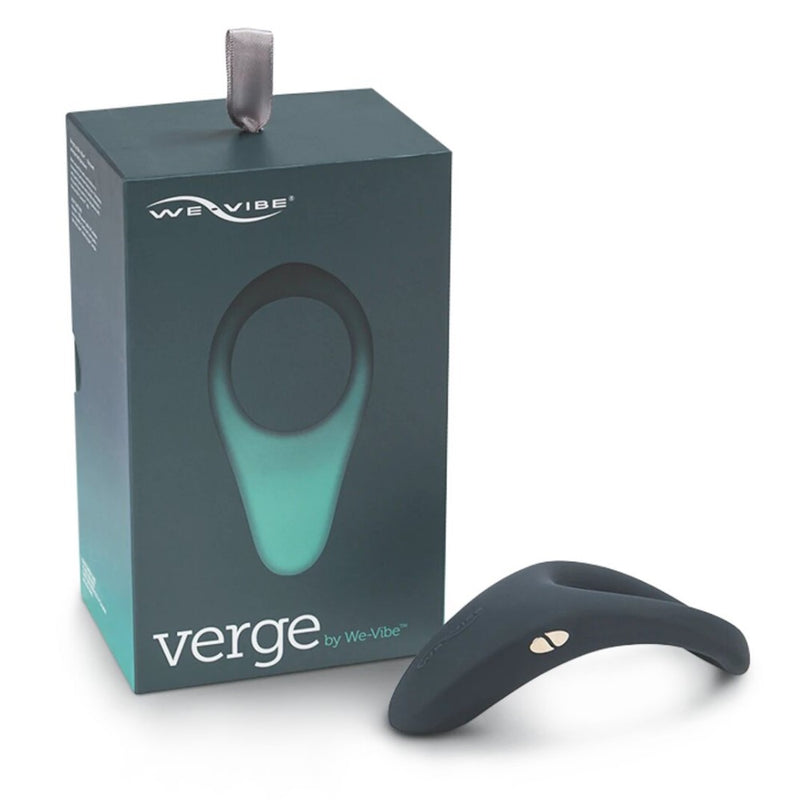 Front view of Verge Vibrating Cock Ring | We-Vibe - Product packaging 