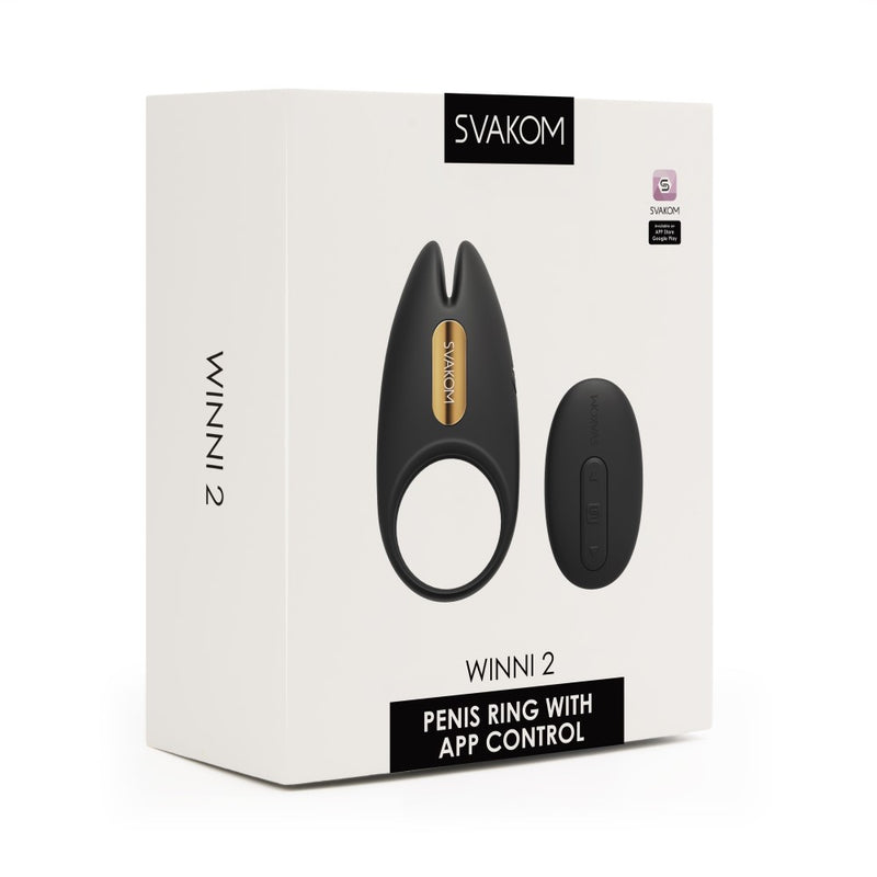 Product packaging of Winni 2 App-Controlled Vibrating Penis Ring | Svakom 